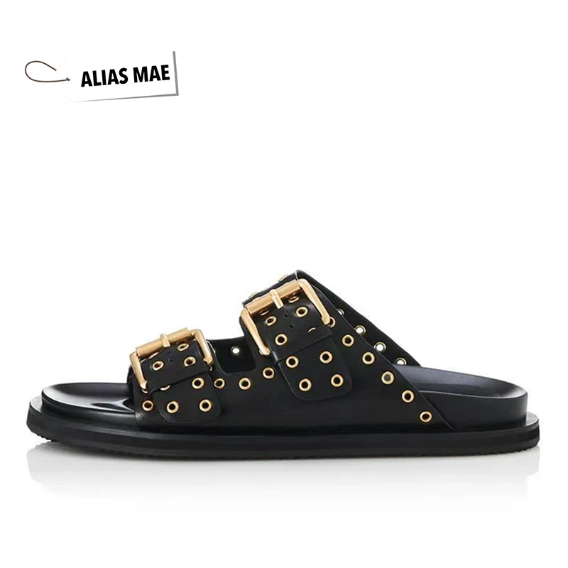 Summer women's shoes fashion casual rivet a line with open toe outside to wear slippers