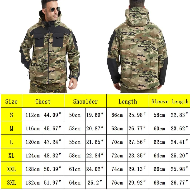 Spring Winter Fleece Jacket Mens Tactical Fleece Jackets Multiple pockets Full-Zip Up Outdoor Windproof Hooded Warm Work Coat