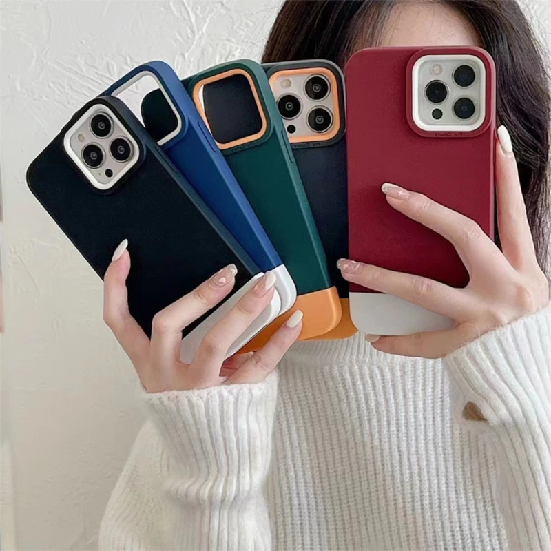 leather iphone 12 mini case Luxury Splicing Liquid Phone Case for iPhone 14 13 12 11 Pro X XR XS Max Fashion Camera Protection Shockproof Soft Case iphone 12 mini silicone case