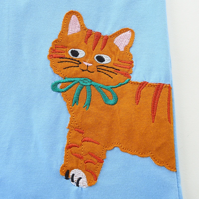 Kids Clothes 2025 Autumn Children's Clothing Cotton Fall Baby Girls Long Sleeves Embroidery Cartoon Cats Dresses