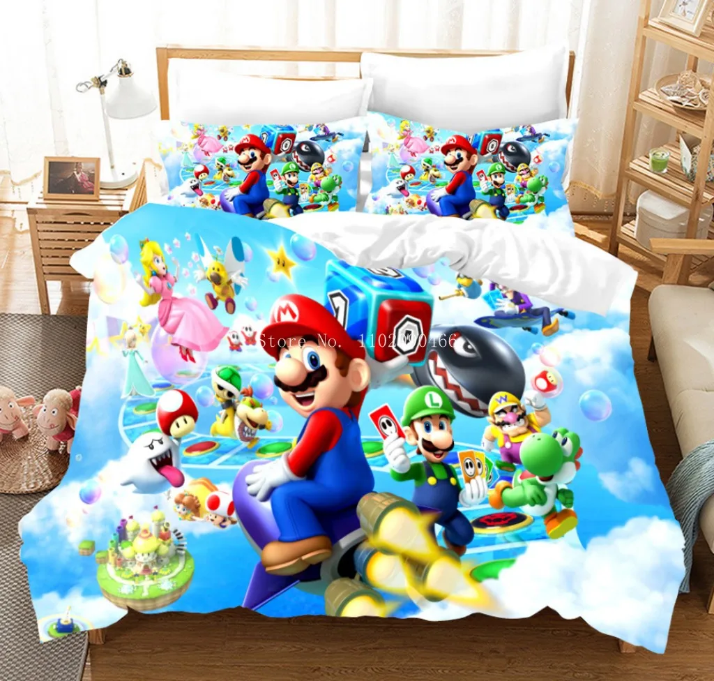 スーパーマリオブロズベッドリネンセット,装飾掛け布団,ベッド