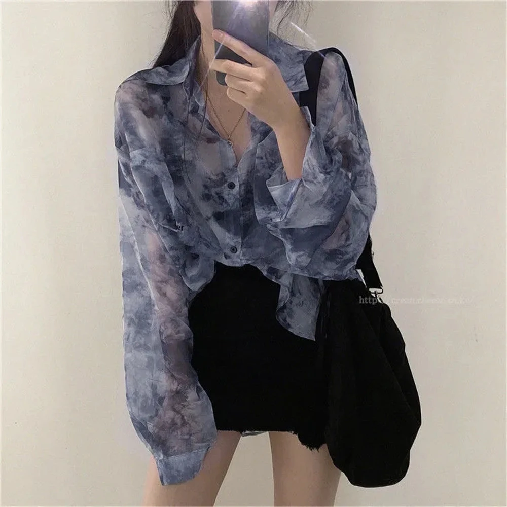 Evening DressWomen'S Tie-Dyed Thin Shirt  With Sun Protection Top, Cardigan, Versatile, Loose Fitting, Summer, 2024
