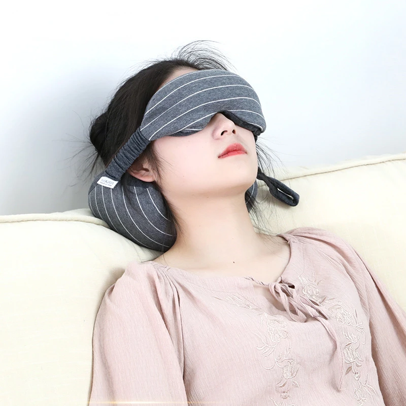 

Travel Neck Pillow With Eye Mask Portable Head Neck Cushion Airplane Flight Sleep Rest Airplane Office Napping Sleeping Pillows