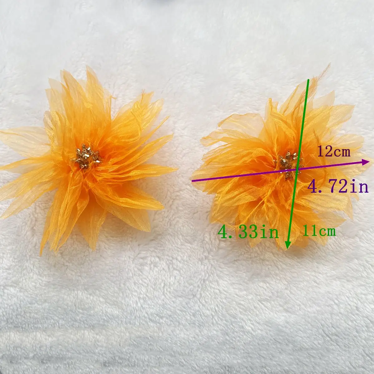 12 Colors 2 Pieces Handwork Beaded Crystal Tulle Floral Dress Accessories Mesh Flower Clothing Sparkling Decorations
