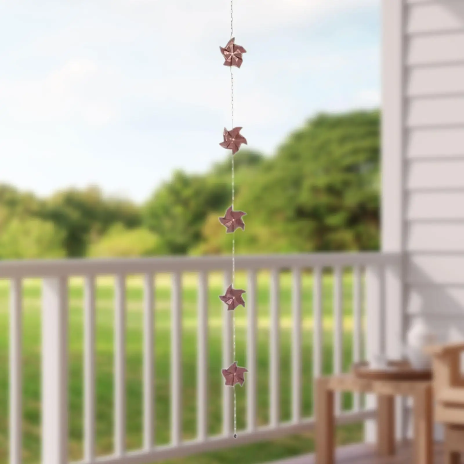 Windmill Rain Chain Functional Decor Metal Art Decorative Hanging Rain Gutter Chain Rainchain for Outside Garden Rainwater House