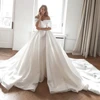 Vestidos De Novia Satin Mermaid Wedding Dresses with Detachable Train Classic Robes De Mariage Off the Shoulder Simple Trouwjurk 1