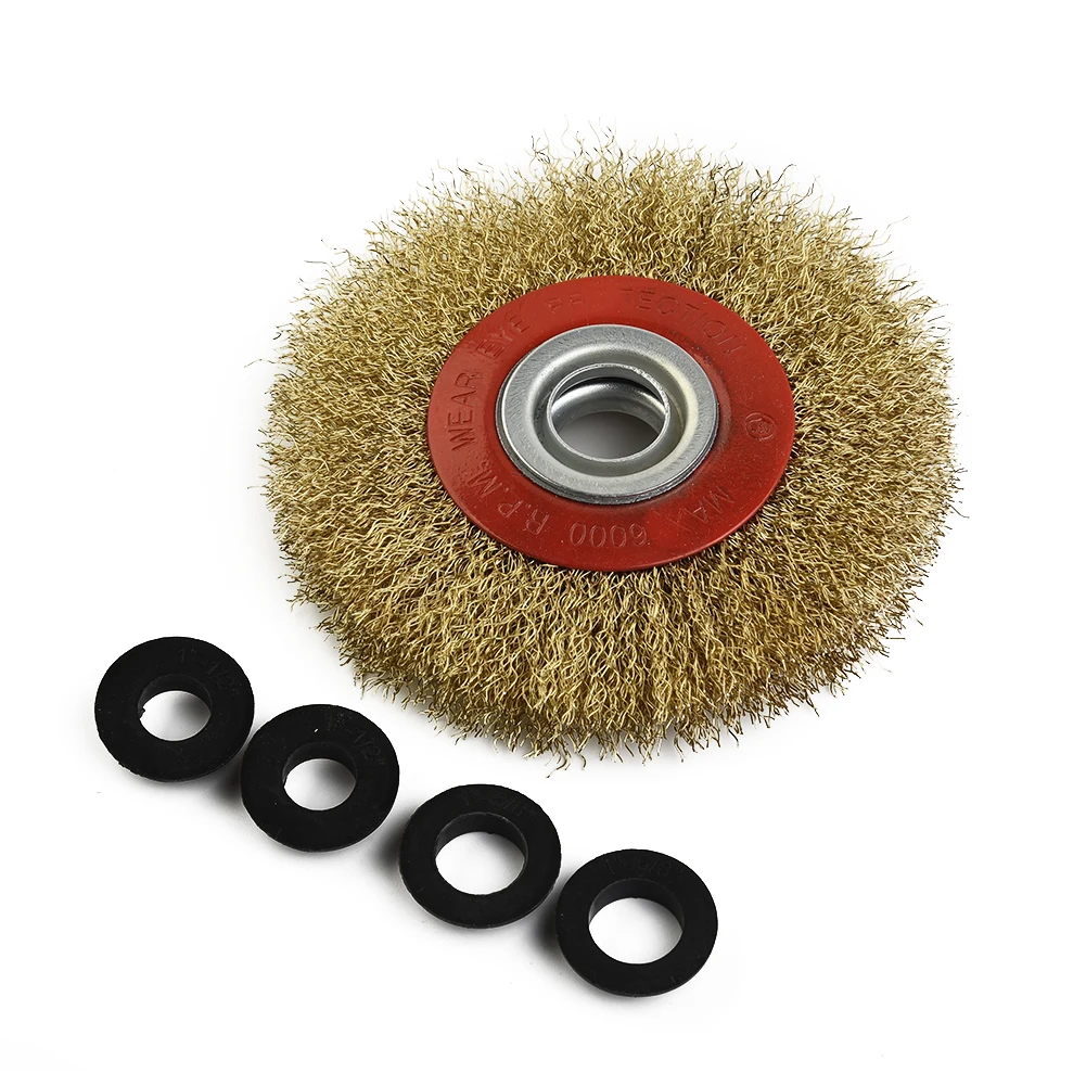 Wire Brush Wheel 125mm Round Brass Plated Steel Wire Brush Wheel Copper Plated Stainless Steel For Bench Grinder Tool Part