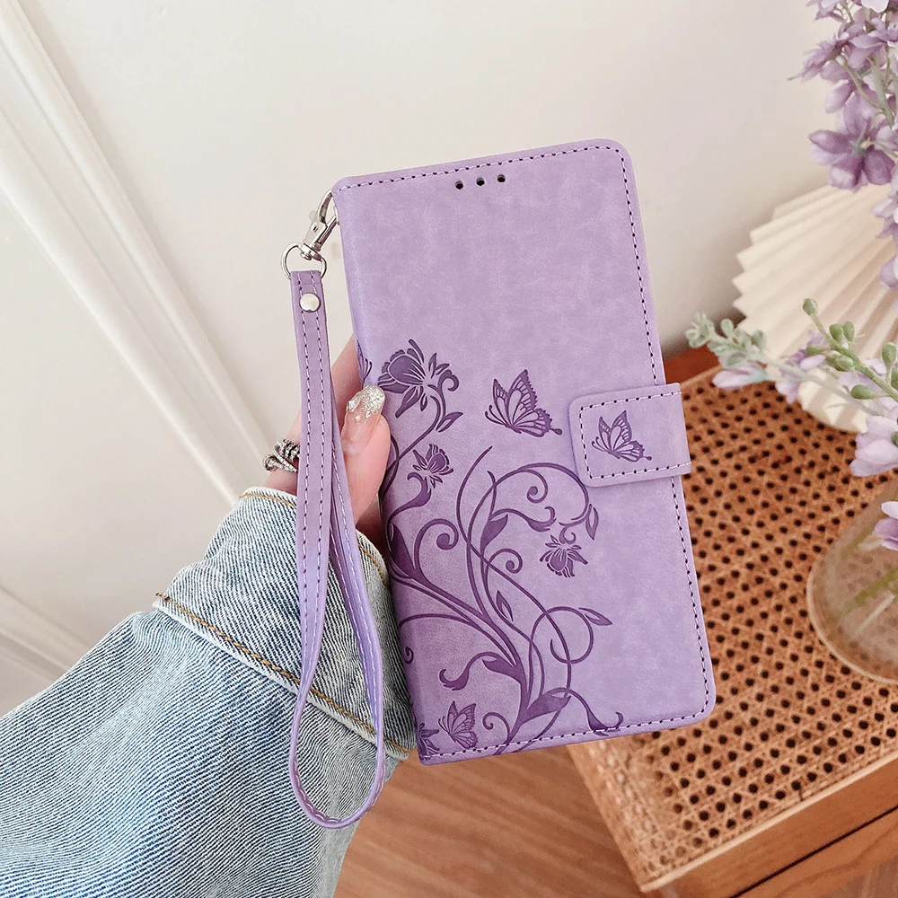Vintage Vine Wallet Phone Case with Magnetic Snap Fastener and Viewing Stand