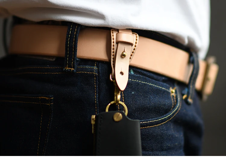 100 % echtes Leder Schlüsselhalter für Männer männlich Vintage handgemachte EDC Taille hängen Gürtelschlaufe Schlüsselanhänger Clip Schlüsselhaken Kette Schnalle – Detail 11