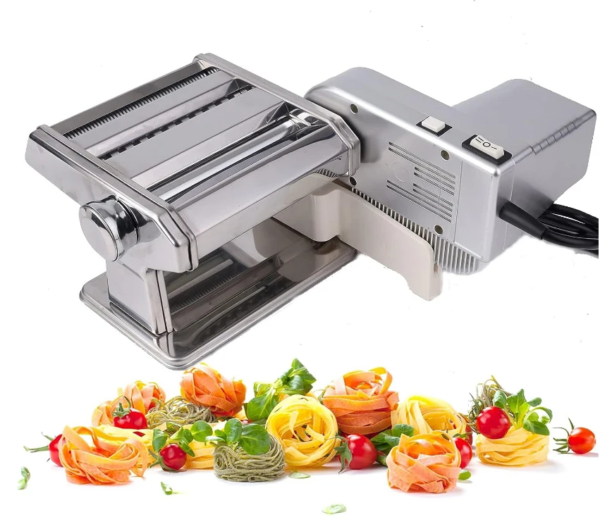 

Electric Pasta Maker Machine with Motor Set Stainless Steel Pasta Roller Machine Silver