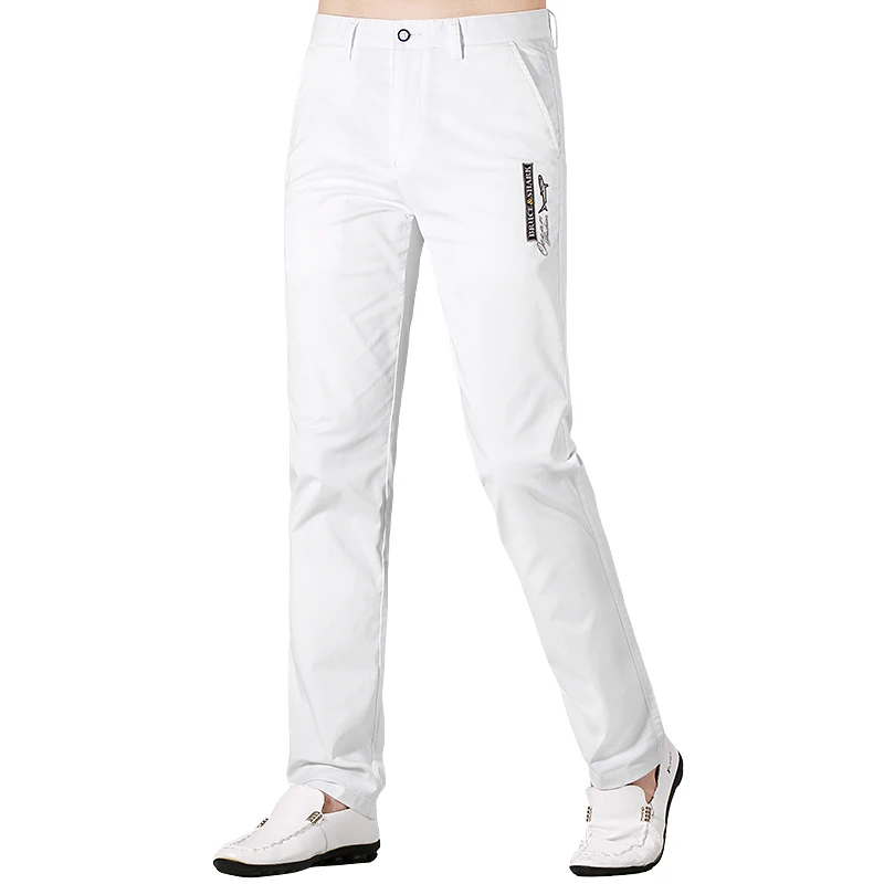 New Men White Pants Casual Fashions Summer Pants Loose Straight Leg stretching Bruce&Shark Business Korea Style Man Clothing