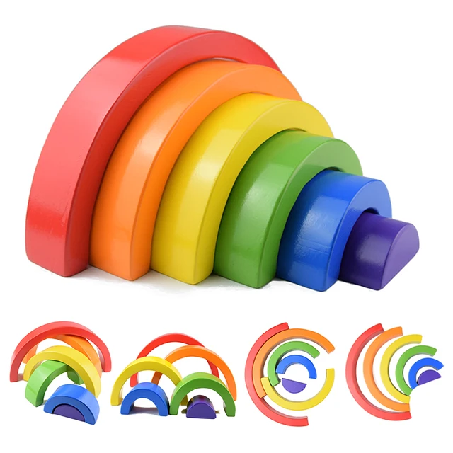 DIY Rainbow Building Blocks Creative Stacking Balance Game Arched Building Blocks Montessori Early Childhood Education Toy Gift 2
