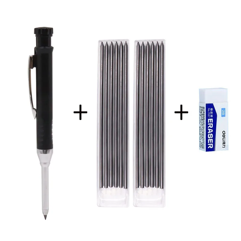 Metal Carpenter Pencil Built-in Sharpener 4-Color Lead Refills Woodworking & DIY Crafts, Deep Hole Marking Construction 5