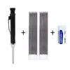 Metal Carpenter Pencil Built-in Sharpener 4-Color Lead Refills Woodworking & DIY Crafts, Deep Hole Marking Construction 5