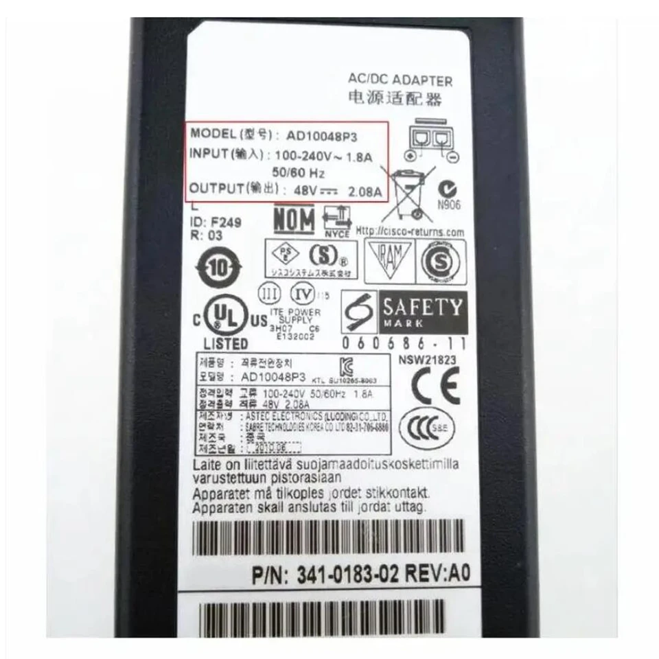 Alimentatore ca originale dell'adattatore di 1PCS 48V 0.38A per