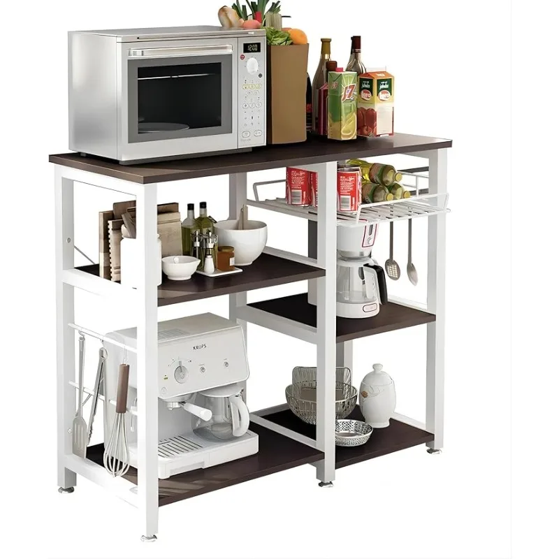 

3-уровневая кухонная стойка для выпечки, подставка для микроволновки с хранилищем, станция для бара, рабочая станция, кухонная полка