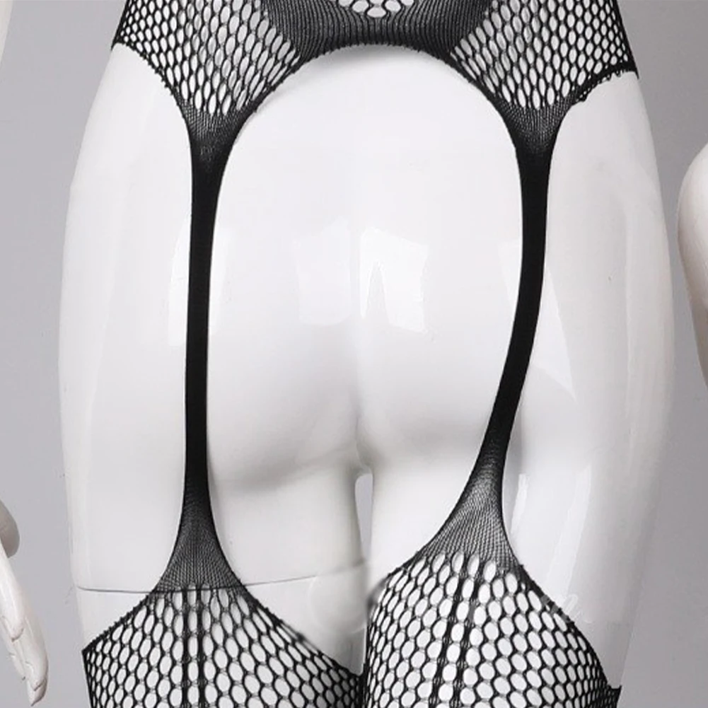 Mens Sissy Bodysuits Stockings Lingerie See Through Net Bodysuit Full Body Hollow Underwear Transparent Temptation Pantyhose
