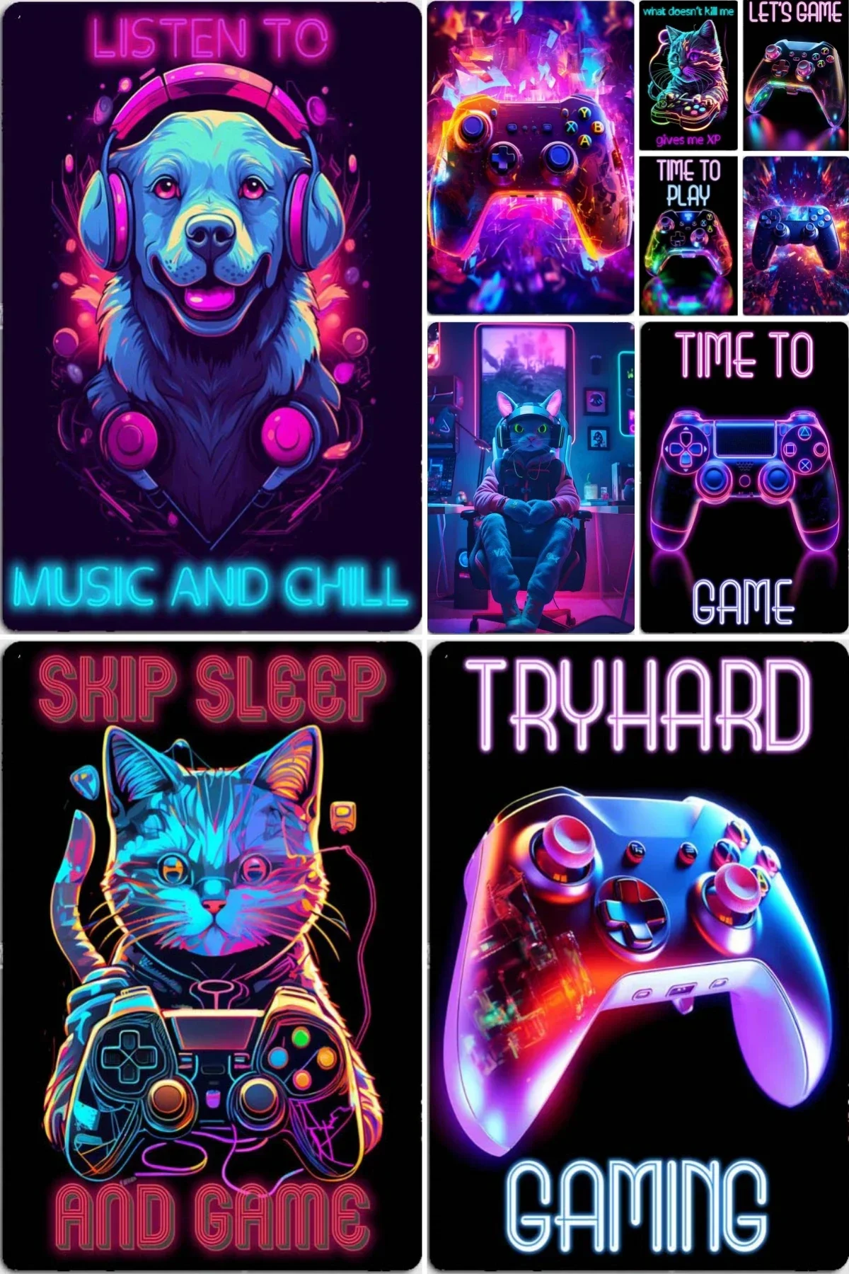 Neon Game Animals Room Decor Metal Tin Sign Vintage Metal Plate Decoration Wall Room Decori Poster Estetico Retro Home Gaming