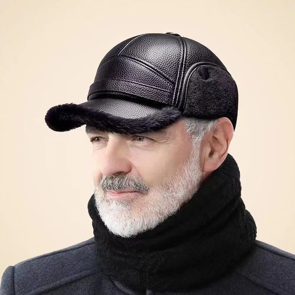 Winter Warme Ohr Schützen Kappe Hohe Qualität Männer Im Freien Warme Faux Pelz Bomber Hut Ohr Warme Mann Geschenk für Papa Opa – Detail 6