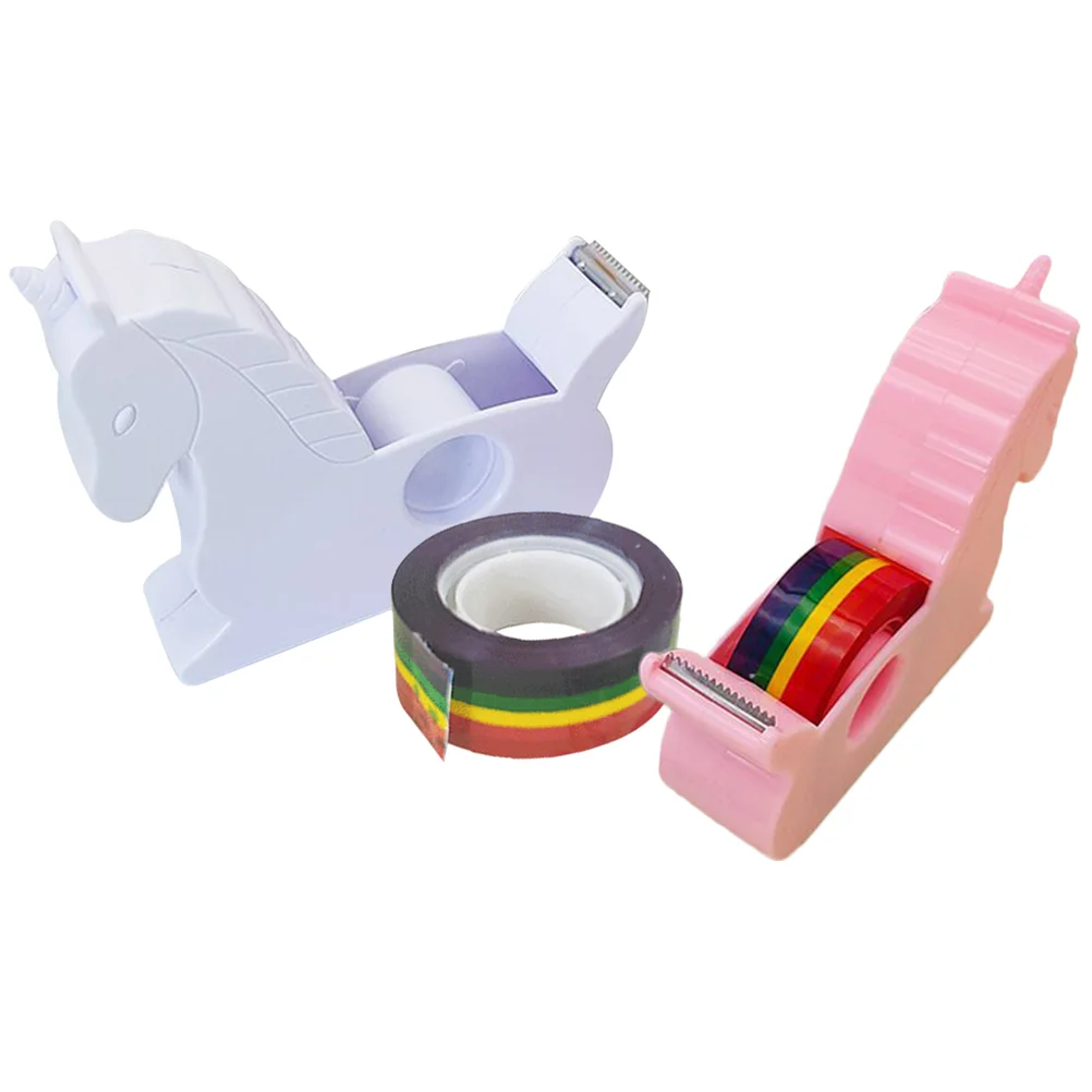 

2 Pcs Unicorn Tape Holder Practical Dispenser Cutting Tool Tabletop Kawaii School Supplies Stand Small Cartoon