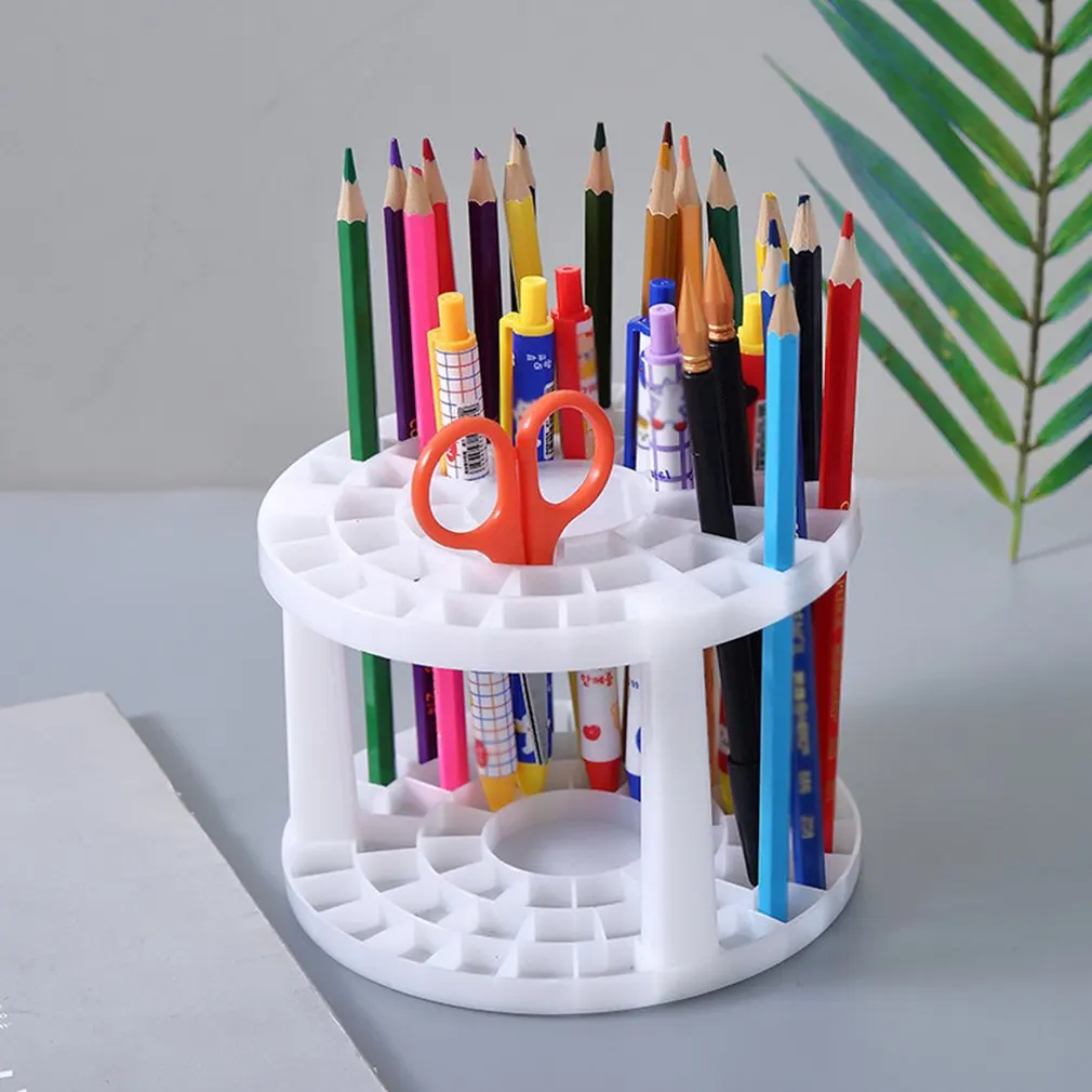 52 Holes Makeup Brush Holder Round Organizer Multi-function Rack Painting Brush Stand For Cosmetics Drying Pen Holder For Desk