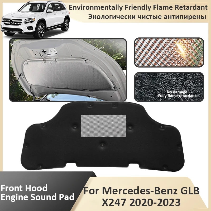 

Front Hood Engine Sound Pad For Mercedes-Benz GLB X247 2020 2021 2022 2023 Car Insulation Cotton Mat Cover Soundproof Firewall