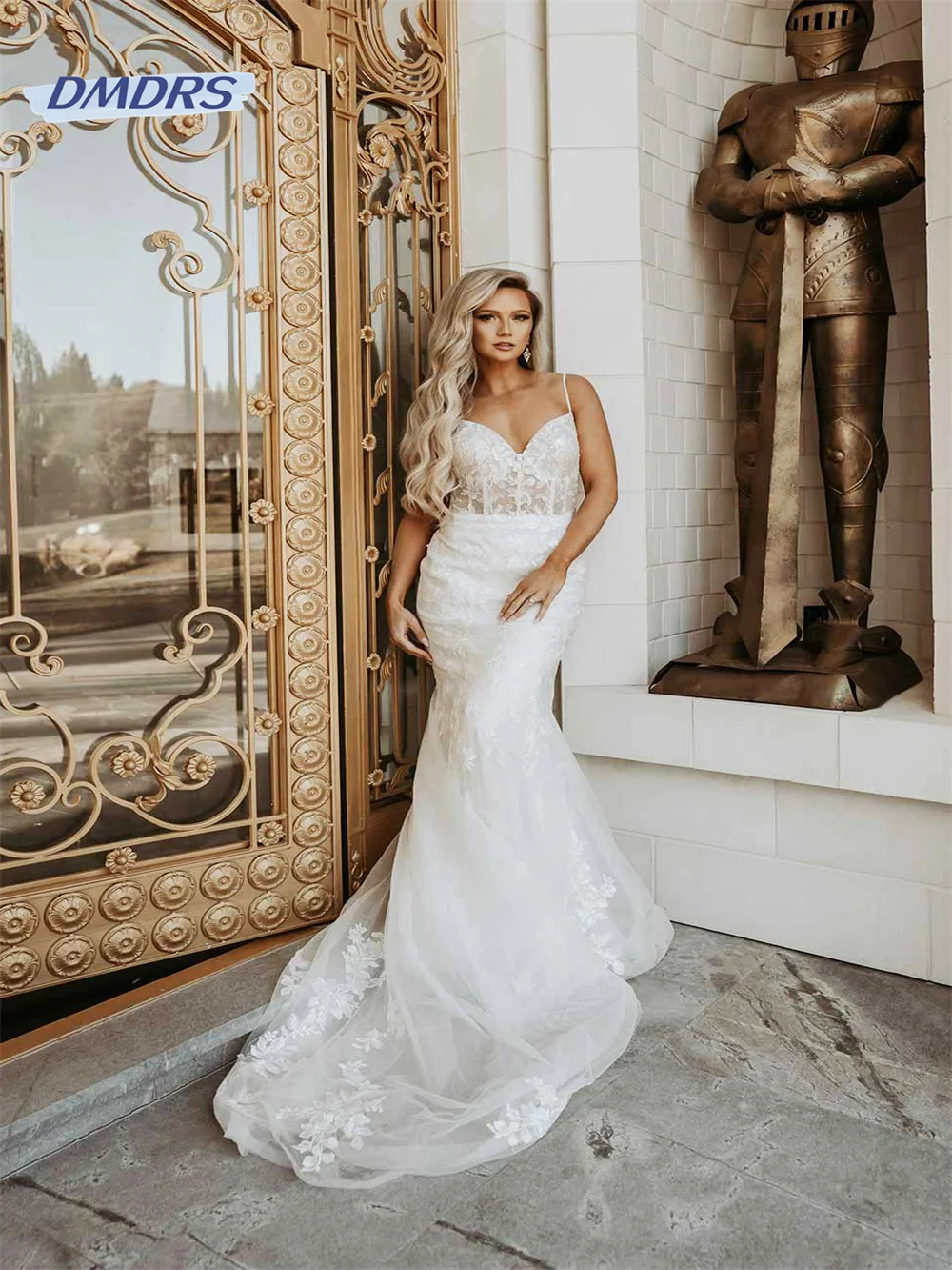 

Bohemian Sweetheart Neck Spaghetti Straps Wedding Dress Beach Mermaid Floor-length Bridal Gown Romantic Vestidos De Novia