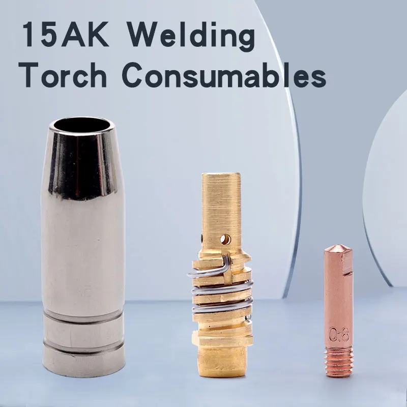 Welding Torch Consumables 3Pcs/Set 15AK Welding Torch Consumables 0.6/0.8/0.9/1.0/1.2mm MIG Torch Gas Nozzle Tip Holder of 15AK MIG MAG Welding