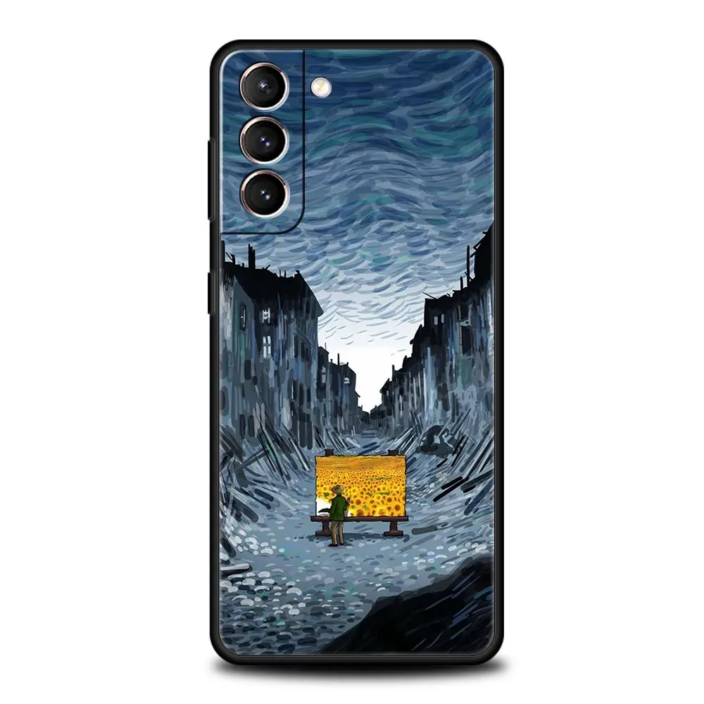 Van Gogh Starry Night Aesthetic Phone Case - Black Cover