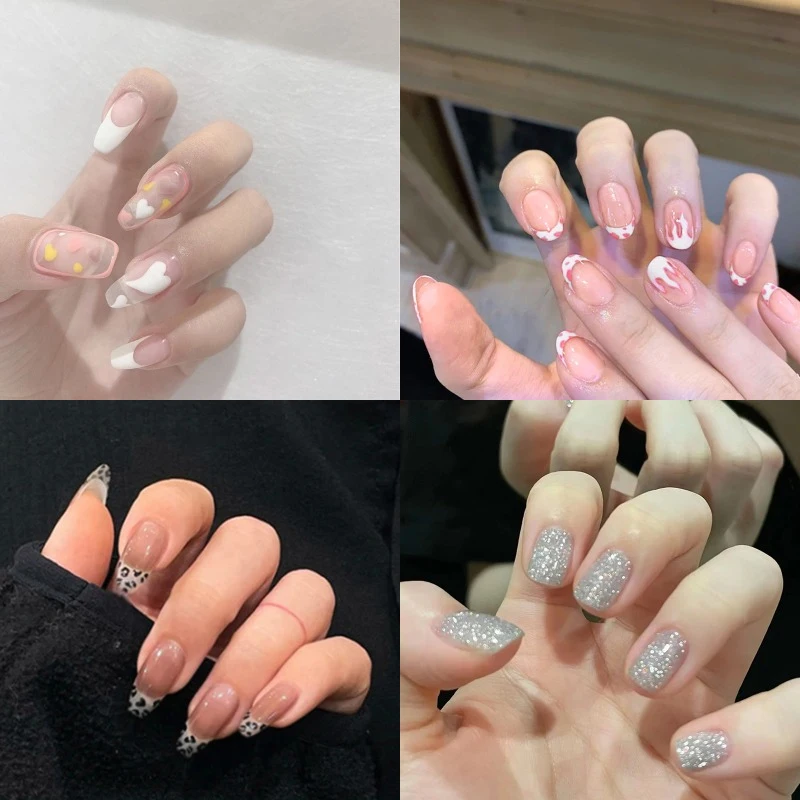 

24Pcs/Set False Nail Hollow heart Press On Nail Tips Finished Full Cover Artificial Fake Nails Seamless Removable False Nails