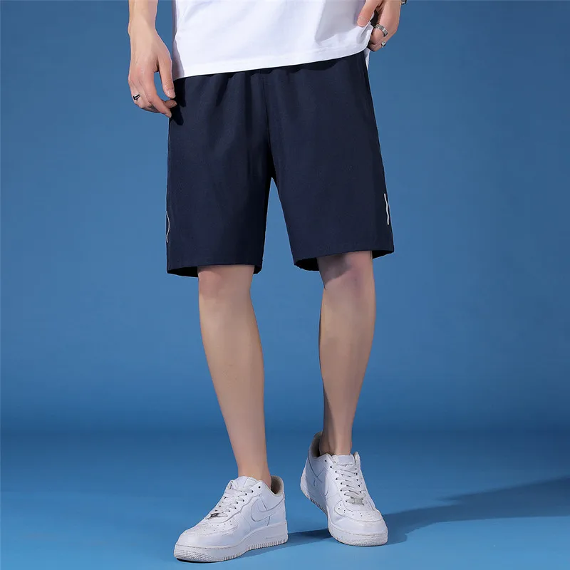 Summer 2024 men's reflective zipper ice silk pants five pants men's shorts sports casual plus size ice shorts.