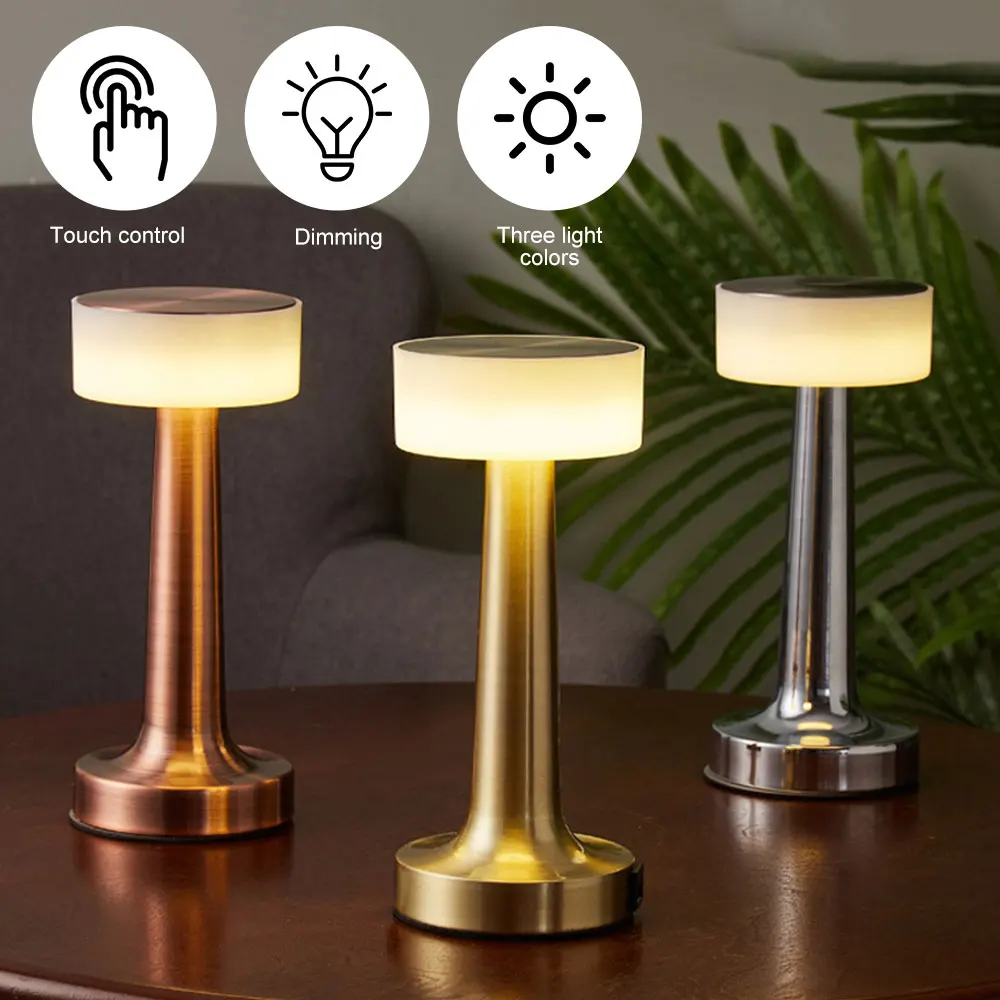 

Retro Table Lamp Metal Touch Dimming Eye Protection Desk Lamp Room Decor Decoration Desk Bedroom Coffee LED Night Light