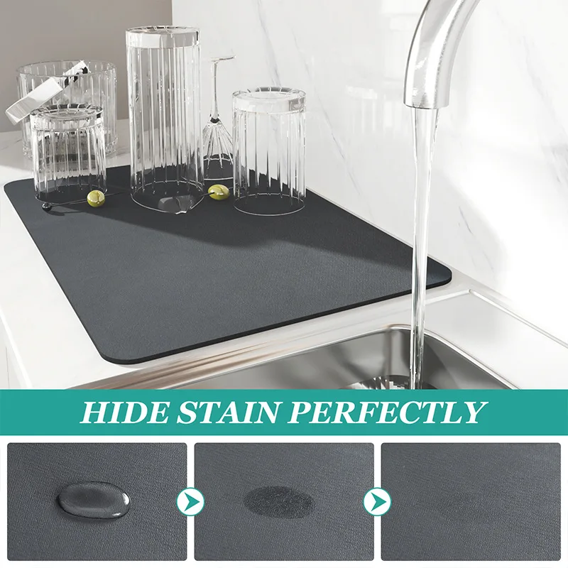 Super Large Kitchen Absorbent Antiskid Draining Coffee Dish Drying Quick Dry Bathroom Drain Pad Tableware Mat_voghion.com