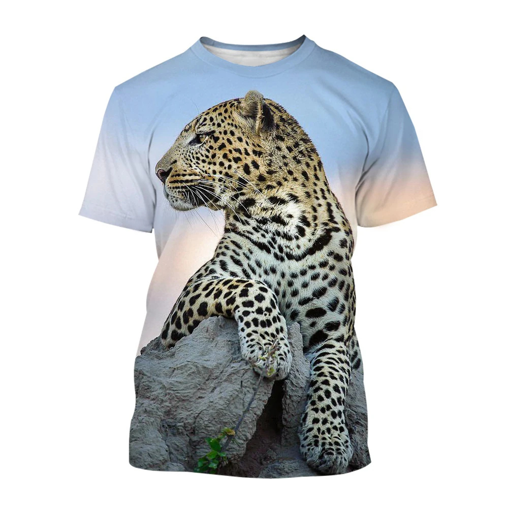 

2023 Men's and Women's T-shirt Casual Shirts Funny Loose Tops New Fashion Animal Leopard 3D Printing