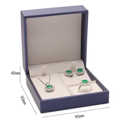 Elegant Brushed Leather Jewelry Set Box with Right Angle Flap (Blue)