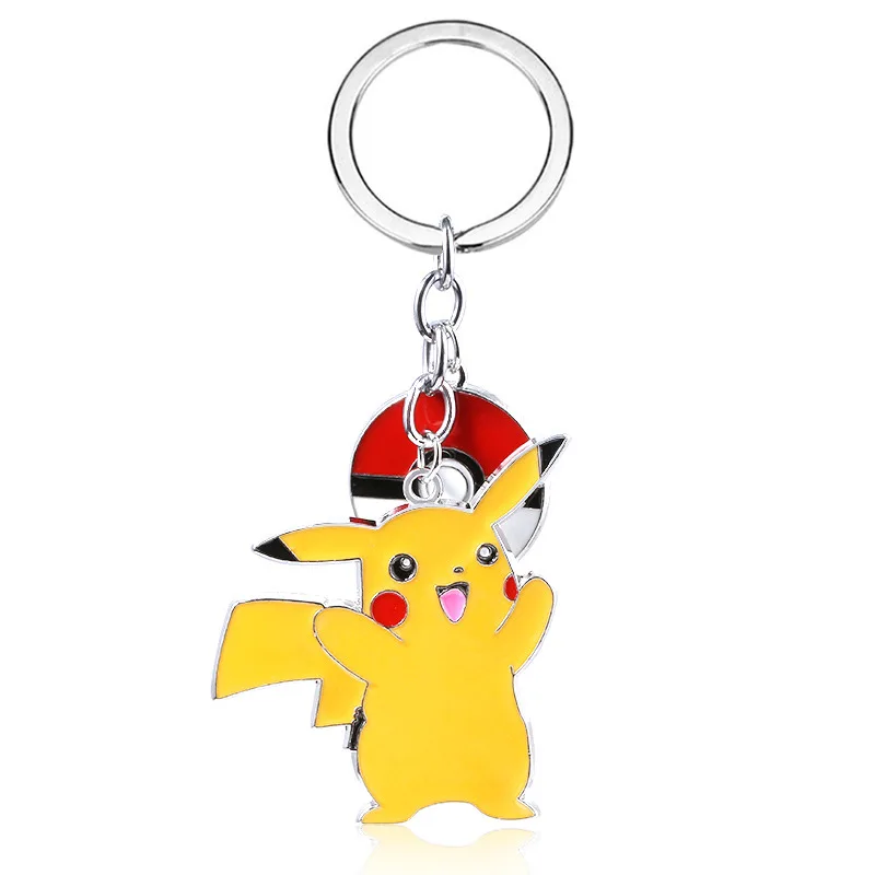 Pokemon anime metal Pikachu Key Chain Schoolbag Pendant Decoration Cartoon dolls backpack keychain holiday gift