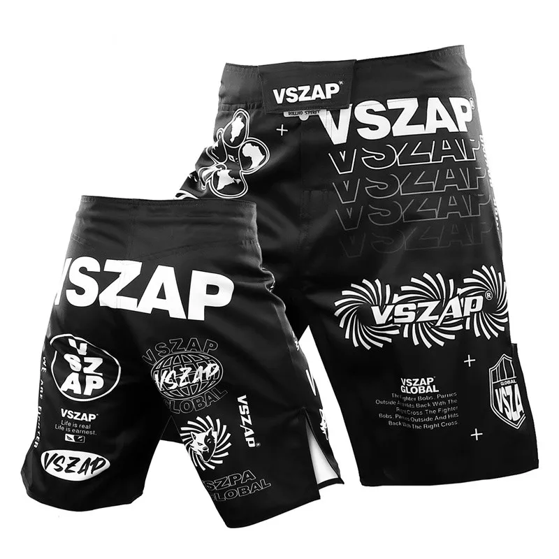 VSZAP MMA Shorts Men Muay Thai Shorts Boxing Training Men's Gym Sports Running Jogging Fitness Pants Pocket Fight Wear