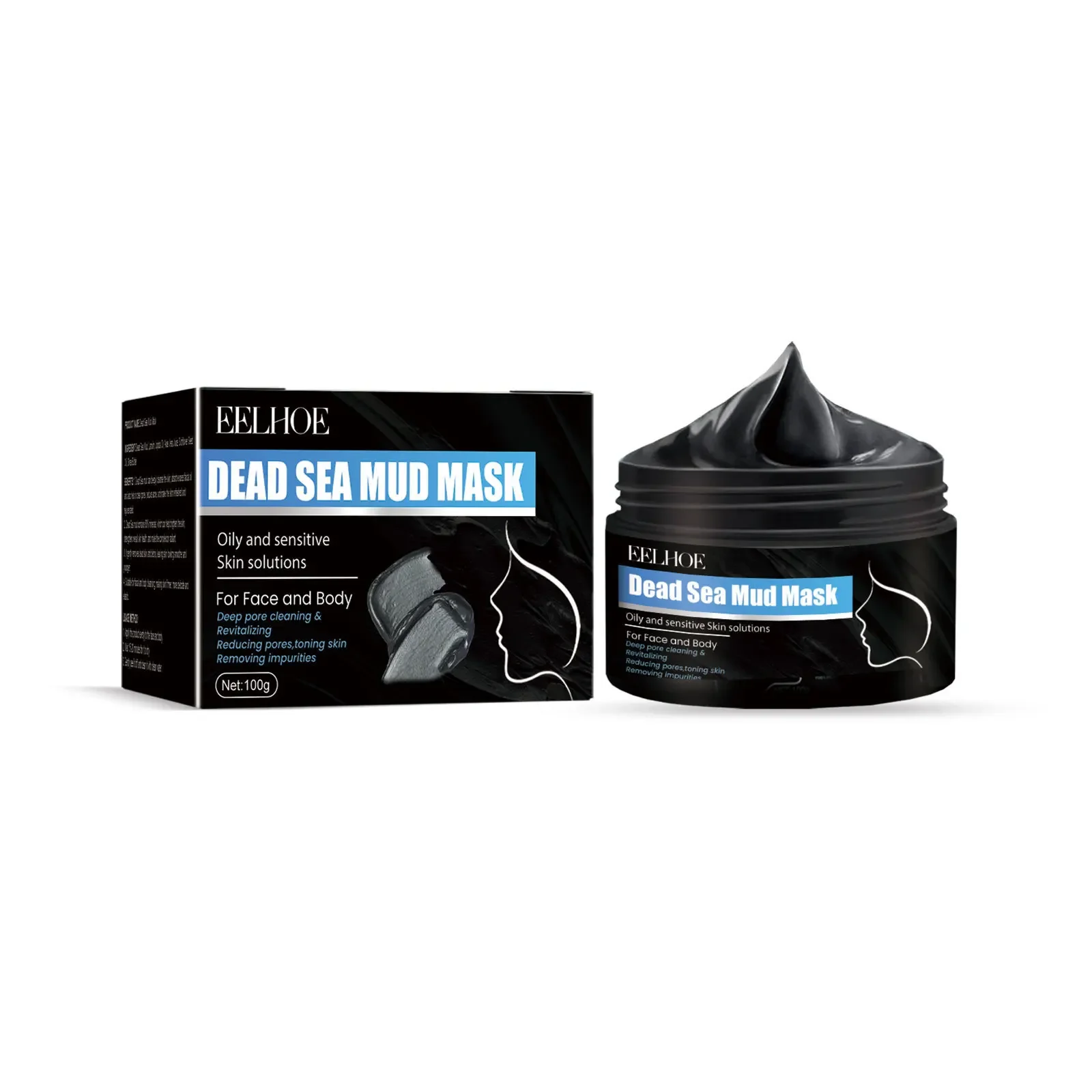 

Eelhoe Dead Sea Mud Cleaning Mask Hydrating Skin Blackhead Acne Deep Oil Control Smear Mask Depth Cleansing and Pore Refining