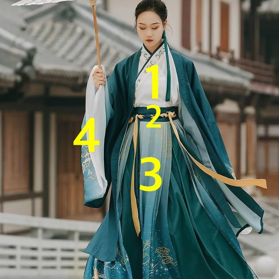 4pcs green hanfu