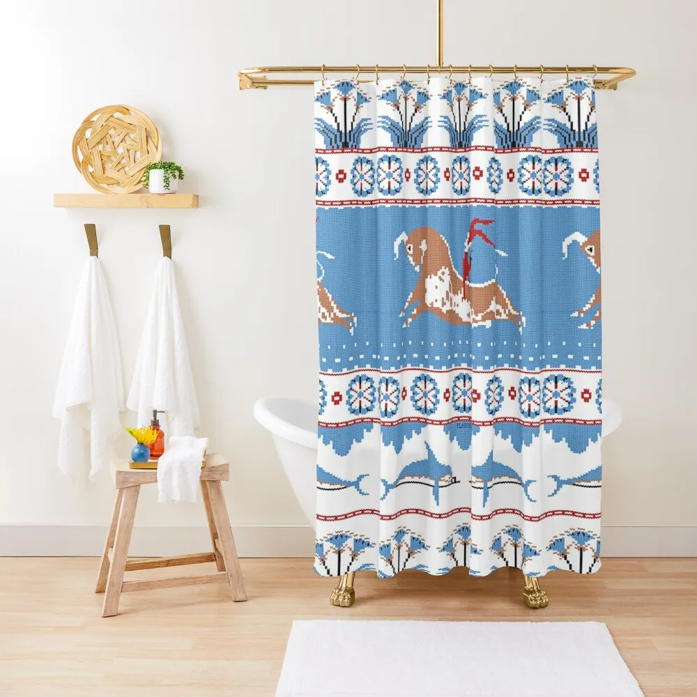 

Ancient Knits - Minoan Shower Curtain Modern Accessory Bathrooms Anime Bathroom Elegant Bathroom Curtain