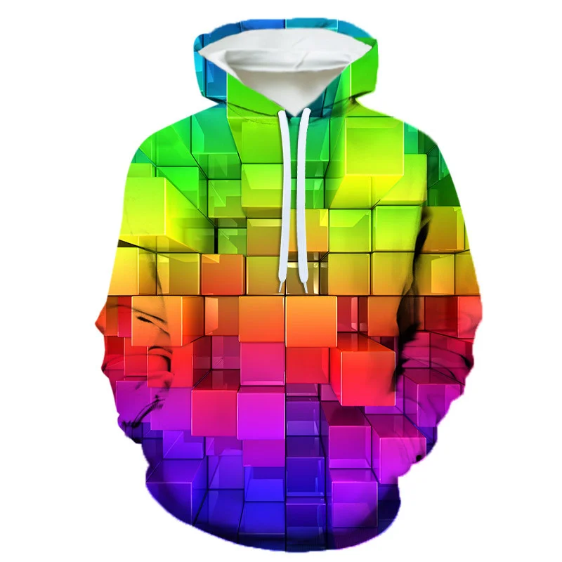 

Creative 3D Block Cube Printed Hoodie Unisex Abstract Colorful Illusion Graphic Hoodies for Men Hooded Sweatshirts Tops Clothing