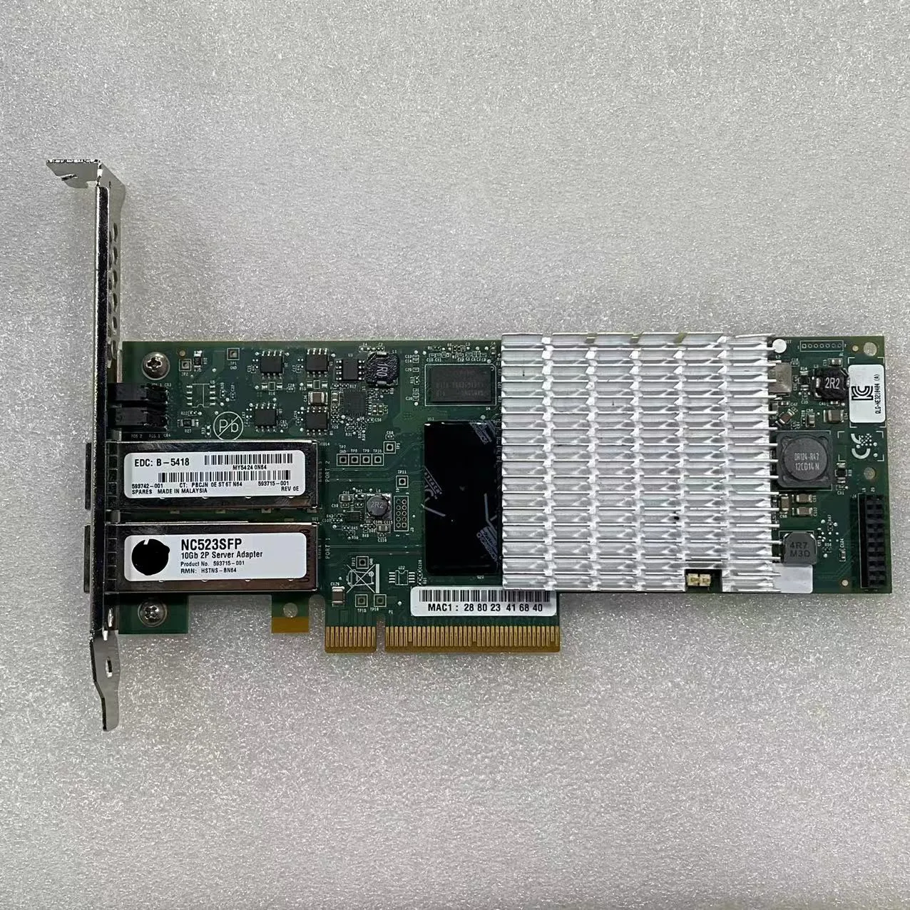 NC523SFP 듀얼 포트 10GbE SFP PCI-E NIC 광섬유 10G 네트워크 카드 어댑터 QLE-3242 593742 -001 593715 -001 593717 -b21
