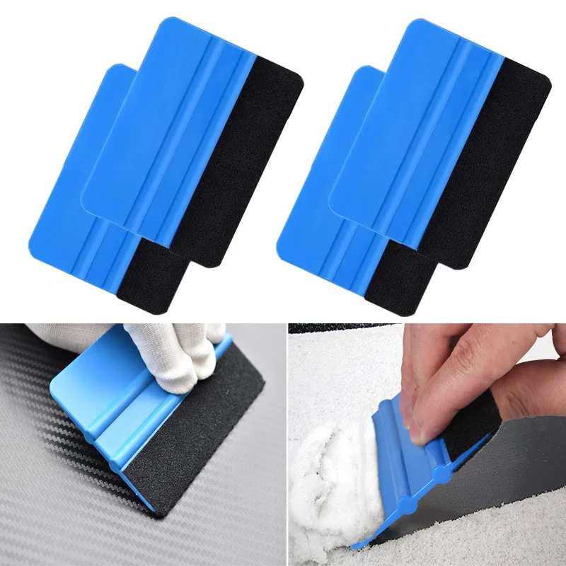 Car Vinyl Scraper 2Pcs/4Pcs Felt Edge Squeegee 4 Inch Car Vinyl Scraper Auto Styling Vinyl Wrap Tool Scratch Free Squeegee Wallpaper Smoother