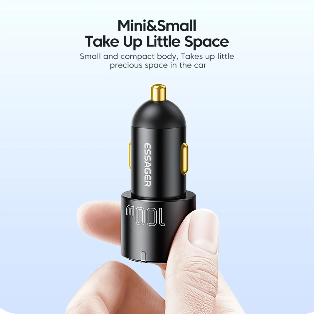 Essager PD 100W 66W Car Charger Fast Charging Quick Charger QC PD 3.0 For iPhone 14 Type C USB Car Charger For Samsung Huawei