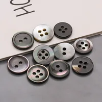 10pcs 10/11.5mm Natural Shell Sewing Buttons Black Mother of Pearl Round Shell Thin Edge Button For DIY Shirt Cuff Accessories 2
