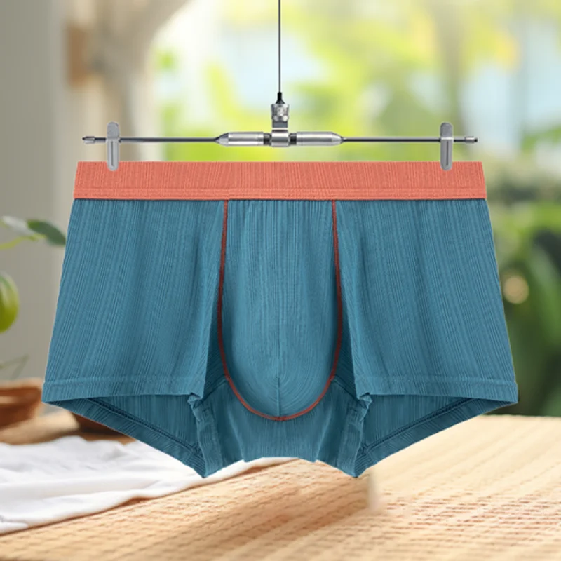 2 Pcs Thread cotton Sexy Men's Boxer Shorts Panties Breathable Pouch Bulge Underpants Male Summer U Pouch Male Panties Gay Ropa