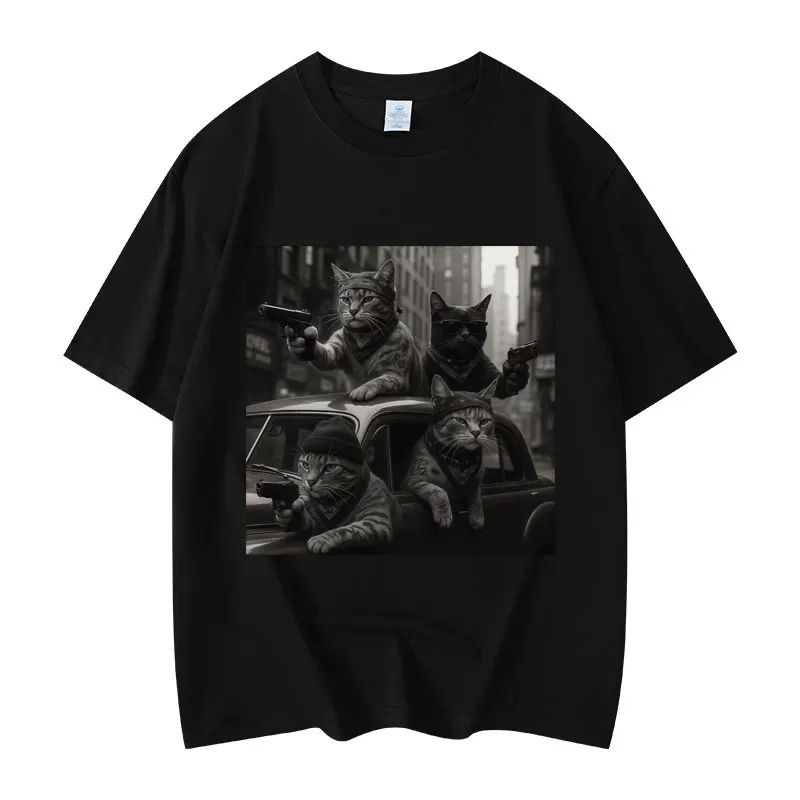 Funny Cat Gang Vintage Graphic T Shirts