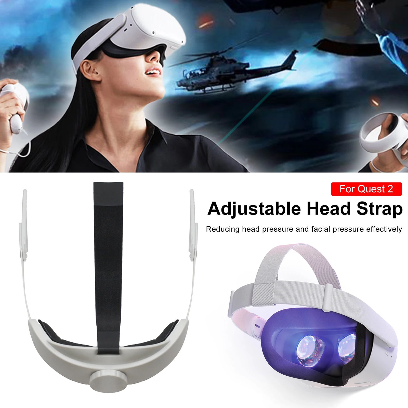 Adjustable  Head Strap For Oculus Quest 2 Virtual VR Elite Strap Comfort Improve Supporting Forcesupport Reality Access Increase