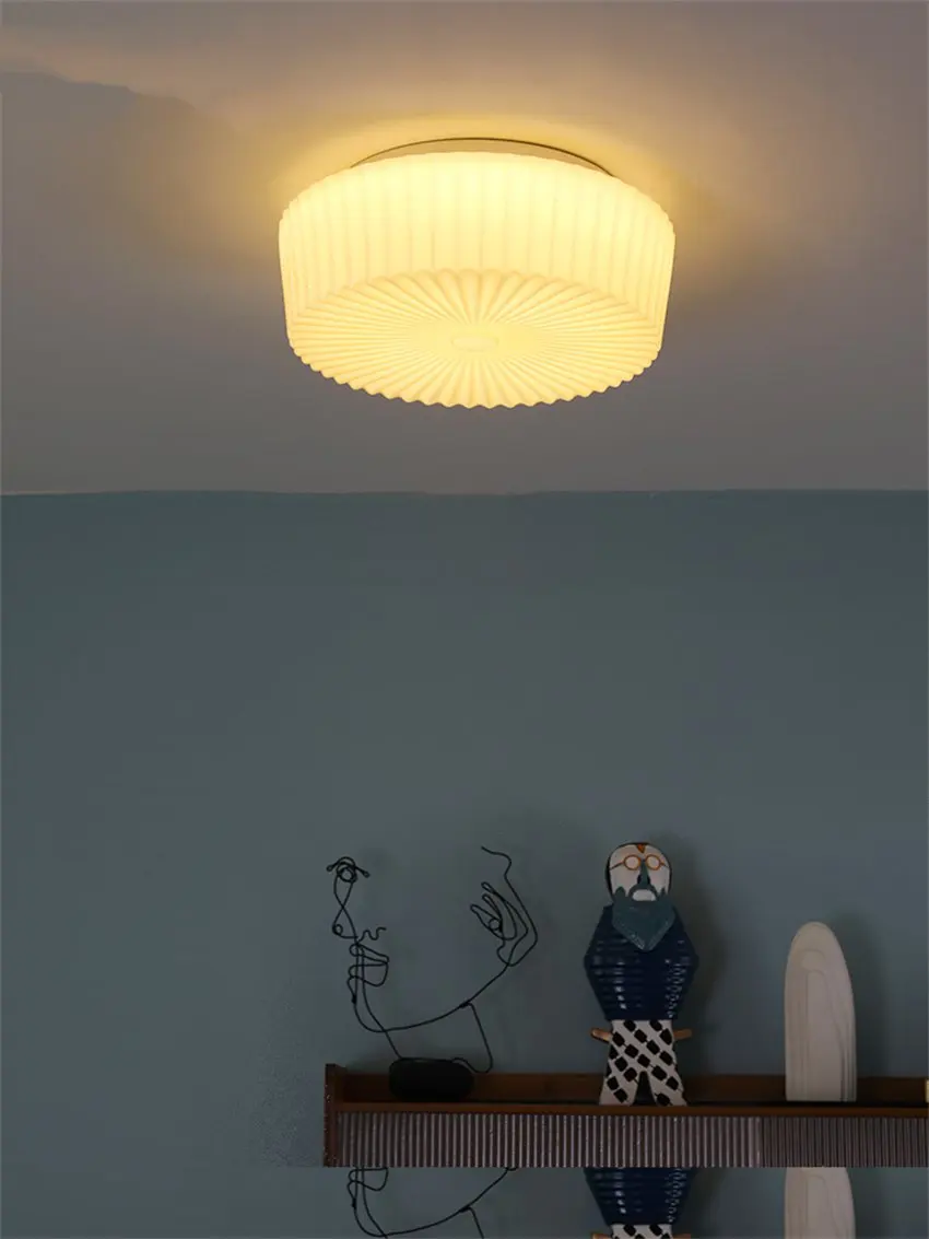 

Pleated glass French vintage round ceiling lights bedroom lamp cloakroom study room bedroom ceiling lamps fixtures lighting
