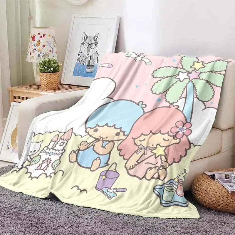 

6 Sizes Warm Soft Sanrio Little Twin Stars Blanket Fluffy Children and Adults Sofa Plush Bedspread Throw Blanket for Sofa Bed